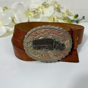 Truck Buckle Leather Belt 36in waist